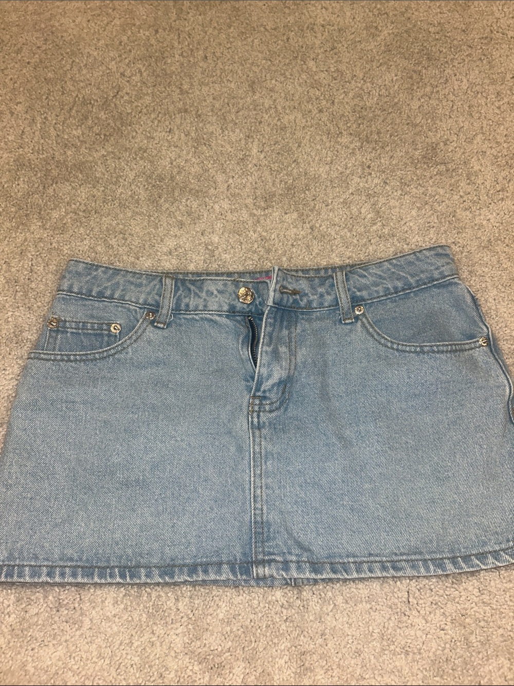Edikted Light Blue Denim Mini Skirt